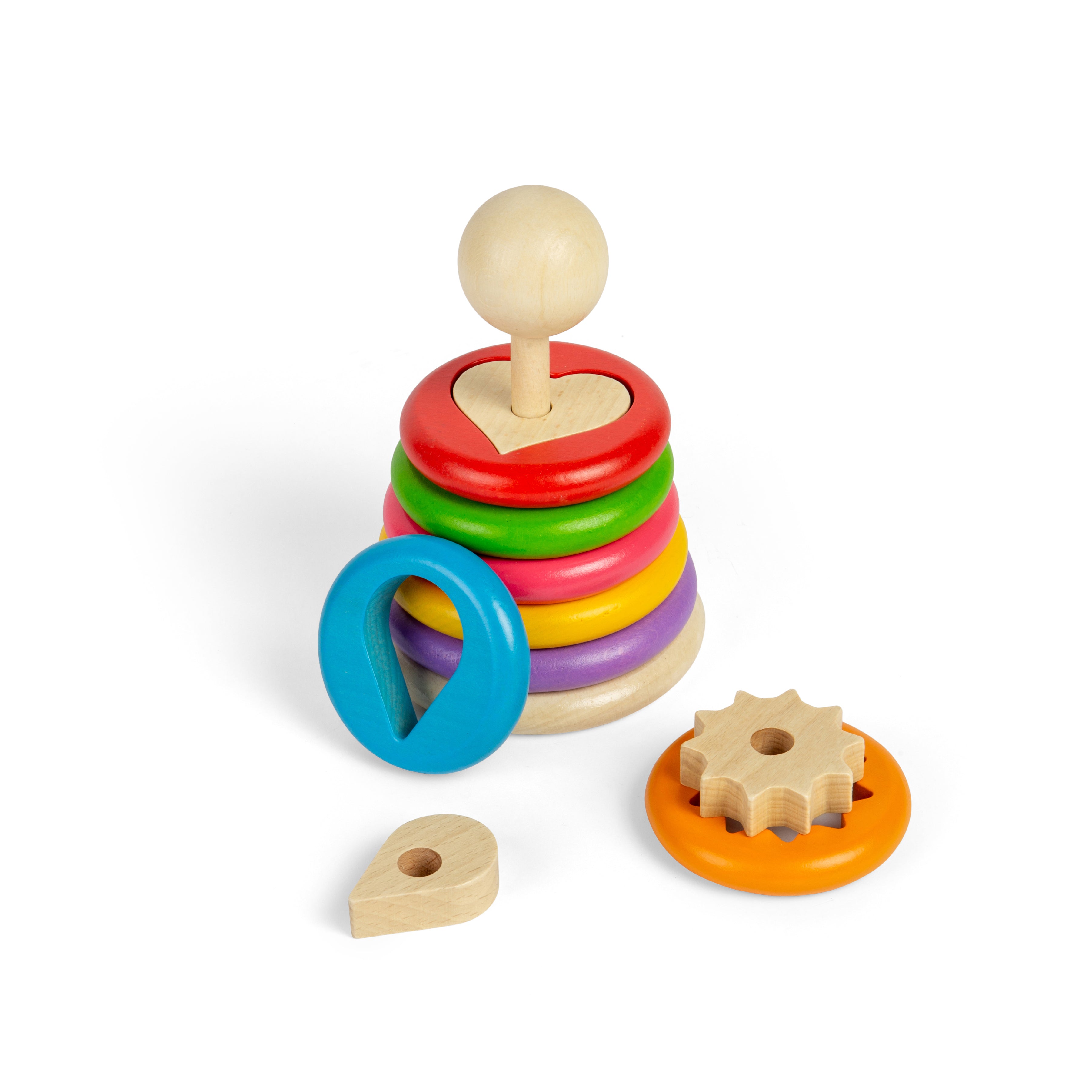 Wooden Shape Stacker Puzzle – Secret Compartment Educational Toy