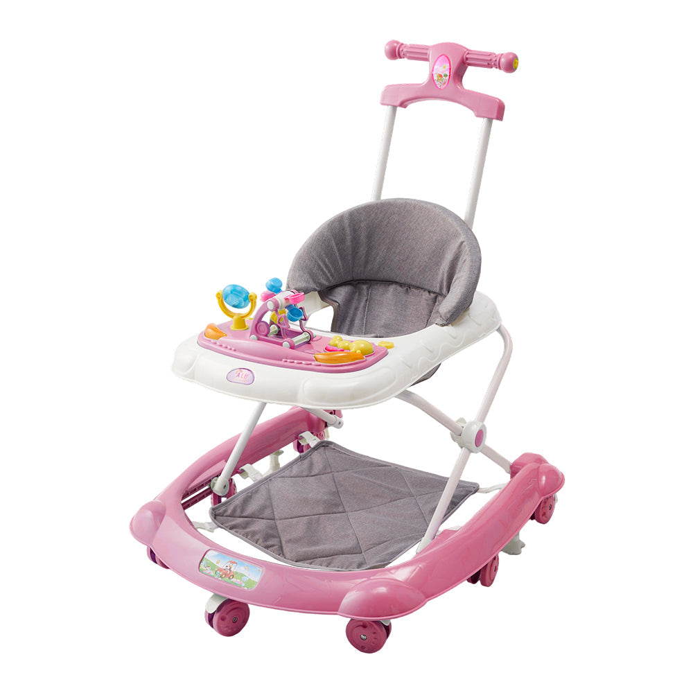 Multifunctional Baby Walker – Foldable Design with Tray, Music, Toys, and Brake Wheels