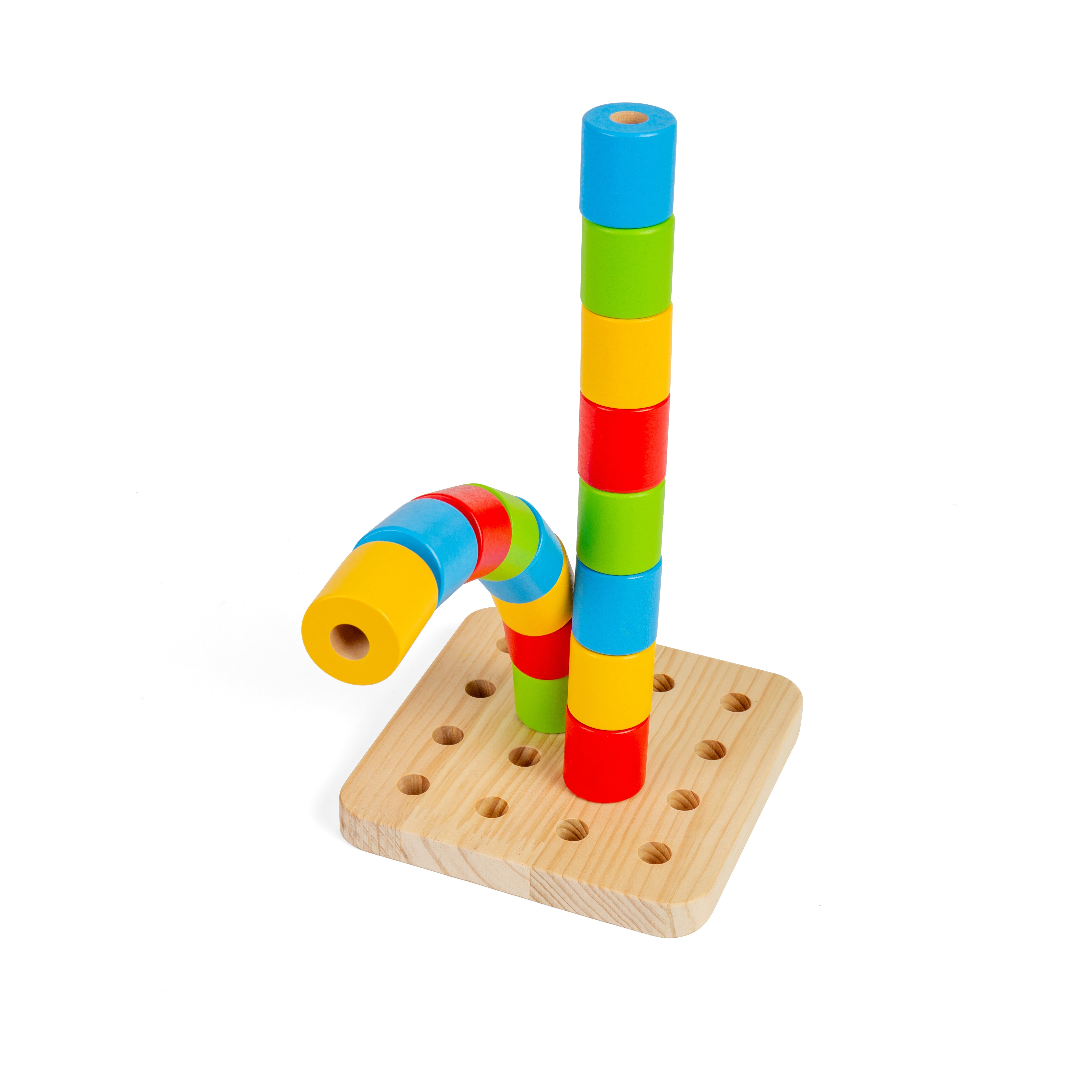 Wobbly Peg Board Wooden Stacking Toy – Hand-Eye Coordination Game