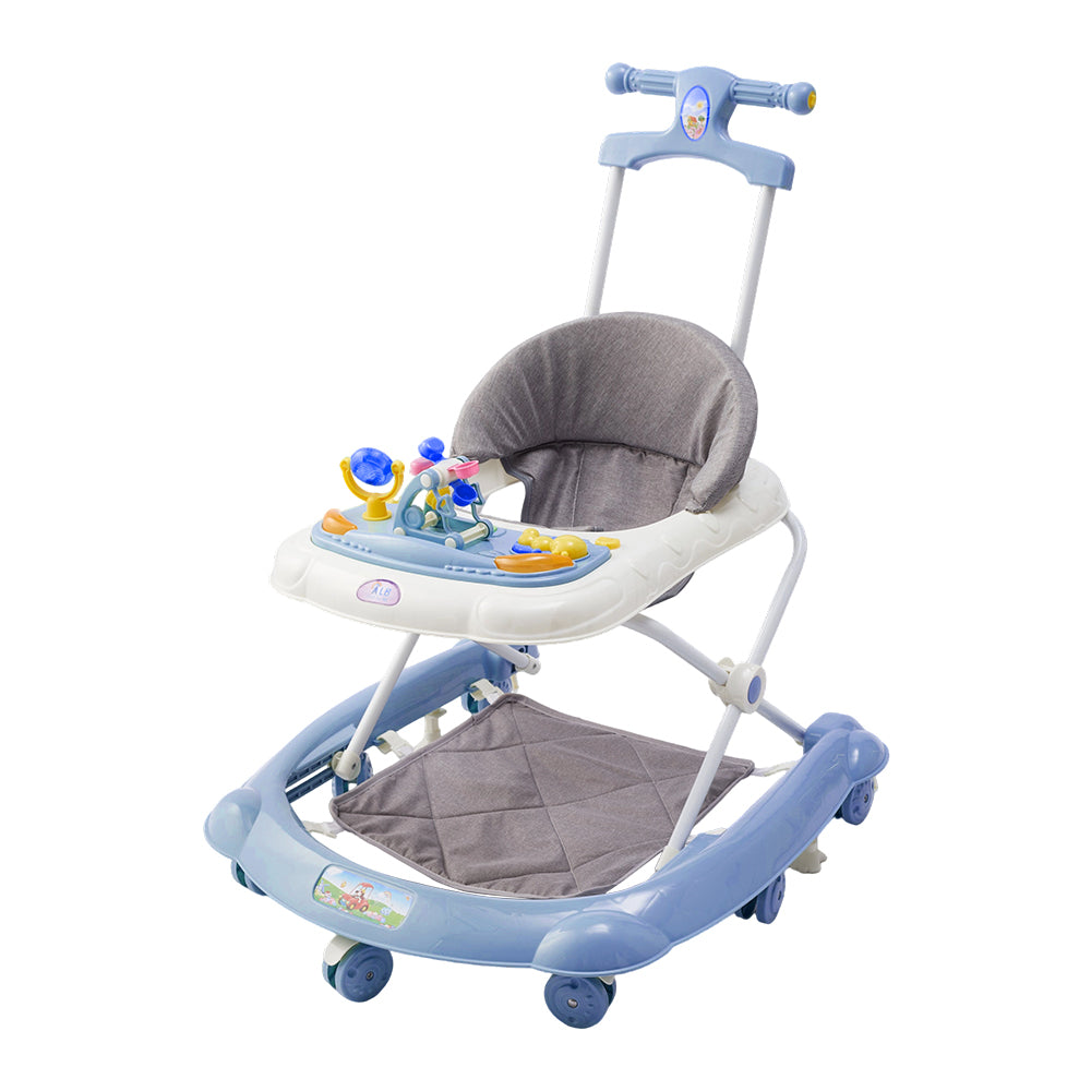 Multifunctional Baby Walker – Foldable Design with Tray, Music, Toys, and Brake Wheels
