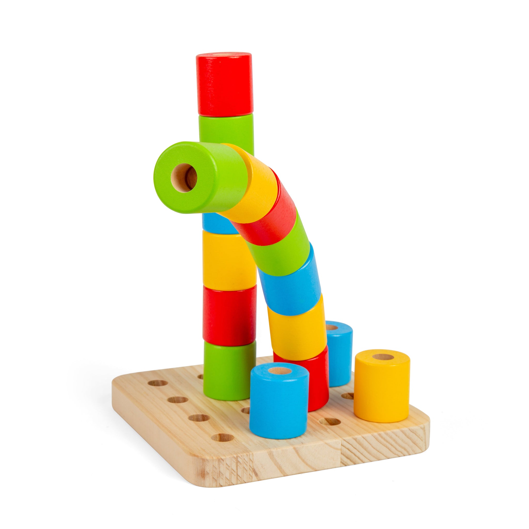 Wobbly Peg Board Wooden Stacking Toy – Hand-Eye Coordination Game