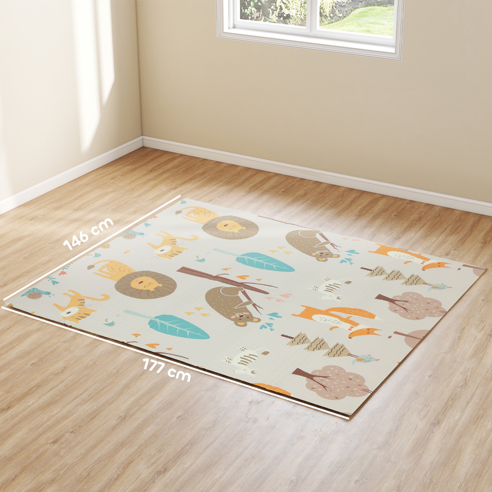 Reversible Baby Crawling Mat – Double-Sided Design, Animal Theme