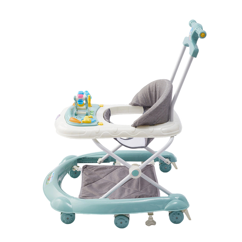 Multifunctional Baby Walker – Foldable Design with Tray, Music, Toys, and Brake Wheels