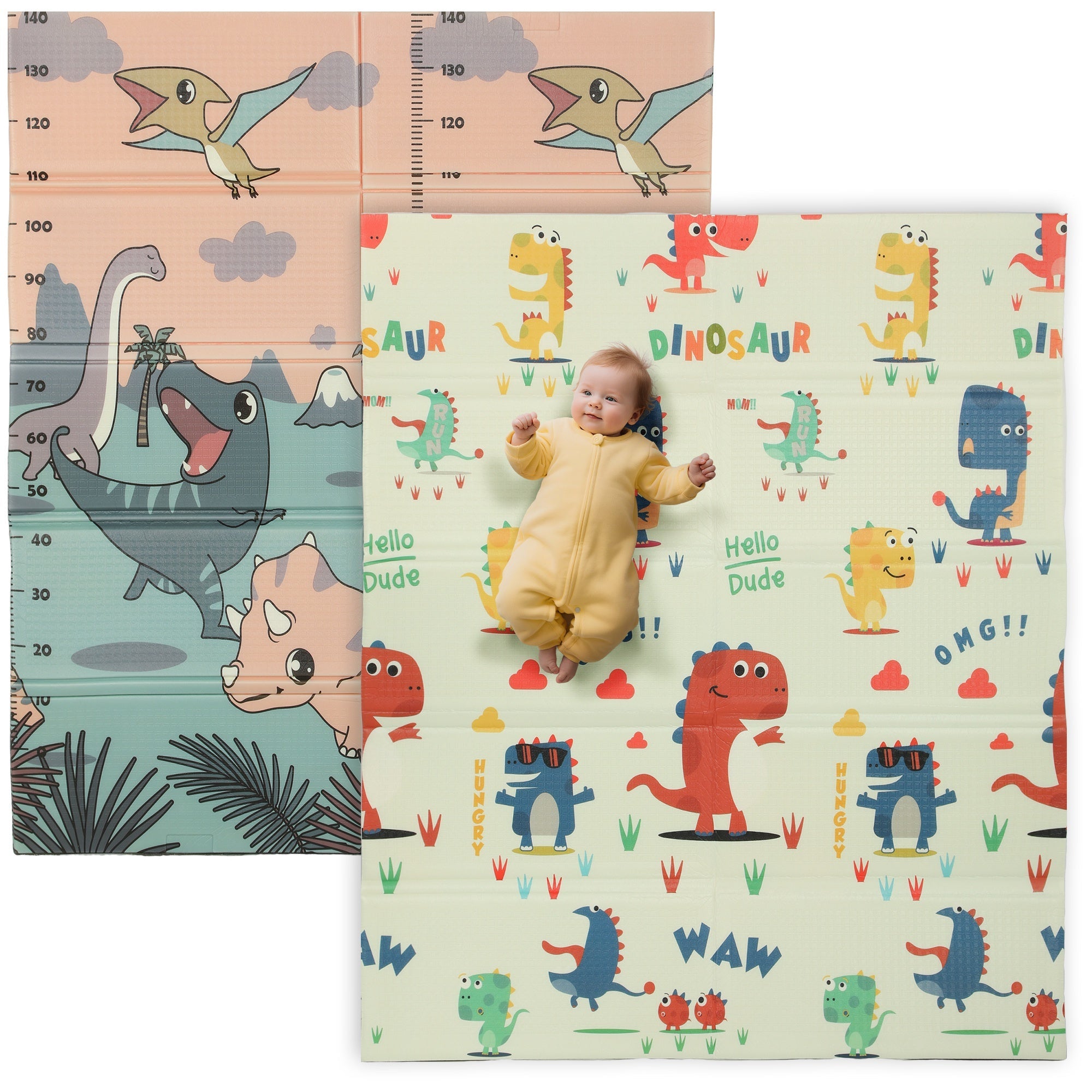 Reversible Baby Crawling Mat – Dinosaur Theme, Non-Toxic and Soft