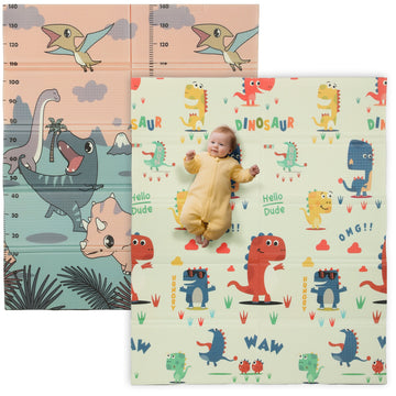 Reversible Baby Crawling Mat – Dinosaur Theme, Non-Toxic and Soft