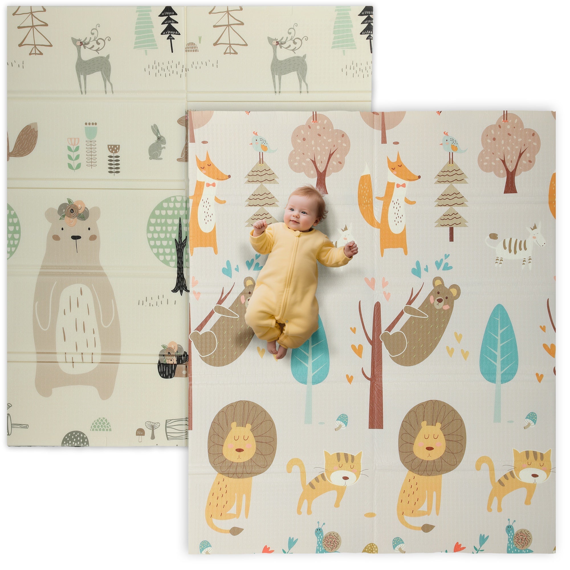 Reversible Baby Crawling Mat – Double-Sided Design, Animal Theme