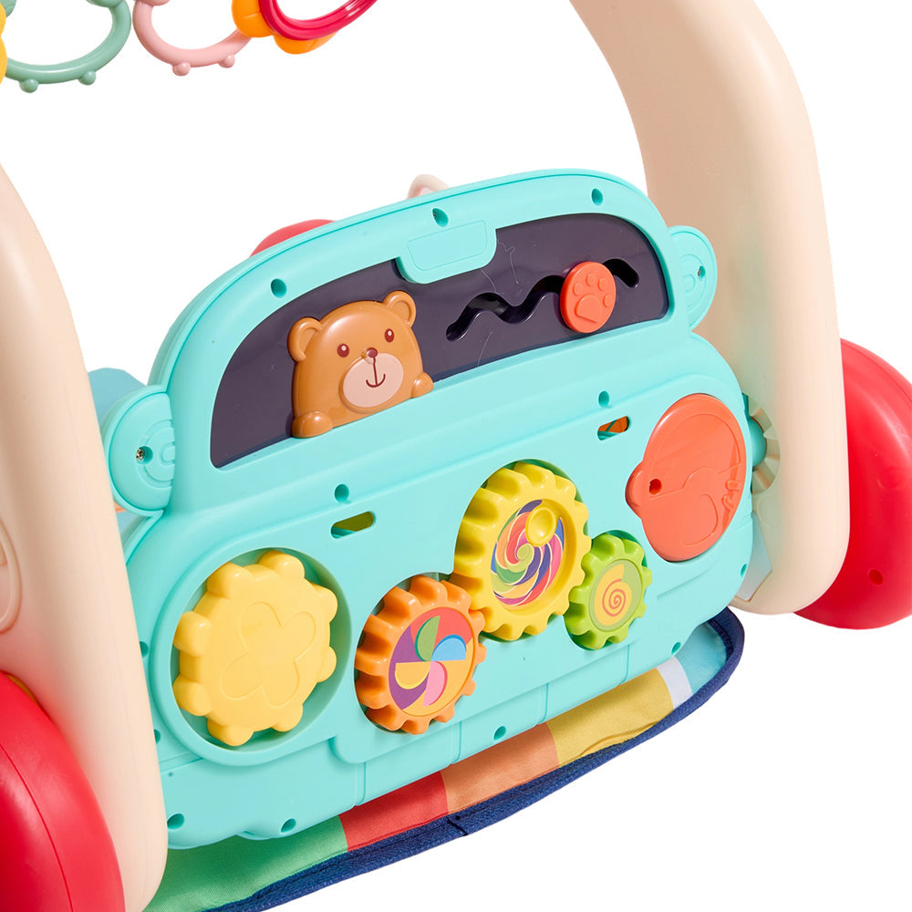 2-in-1 Foldable Baby Walker with Musical Play Mat and Keyboard