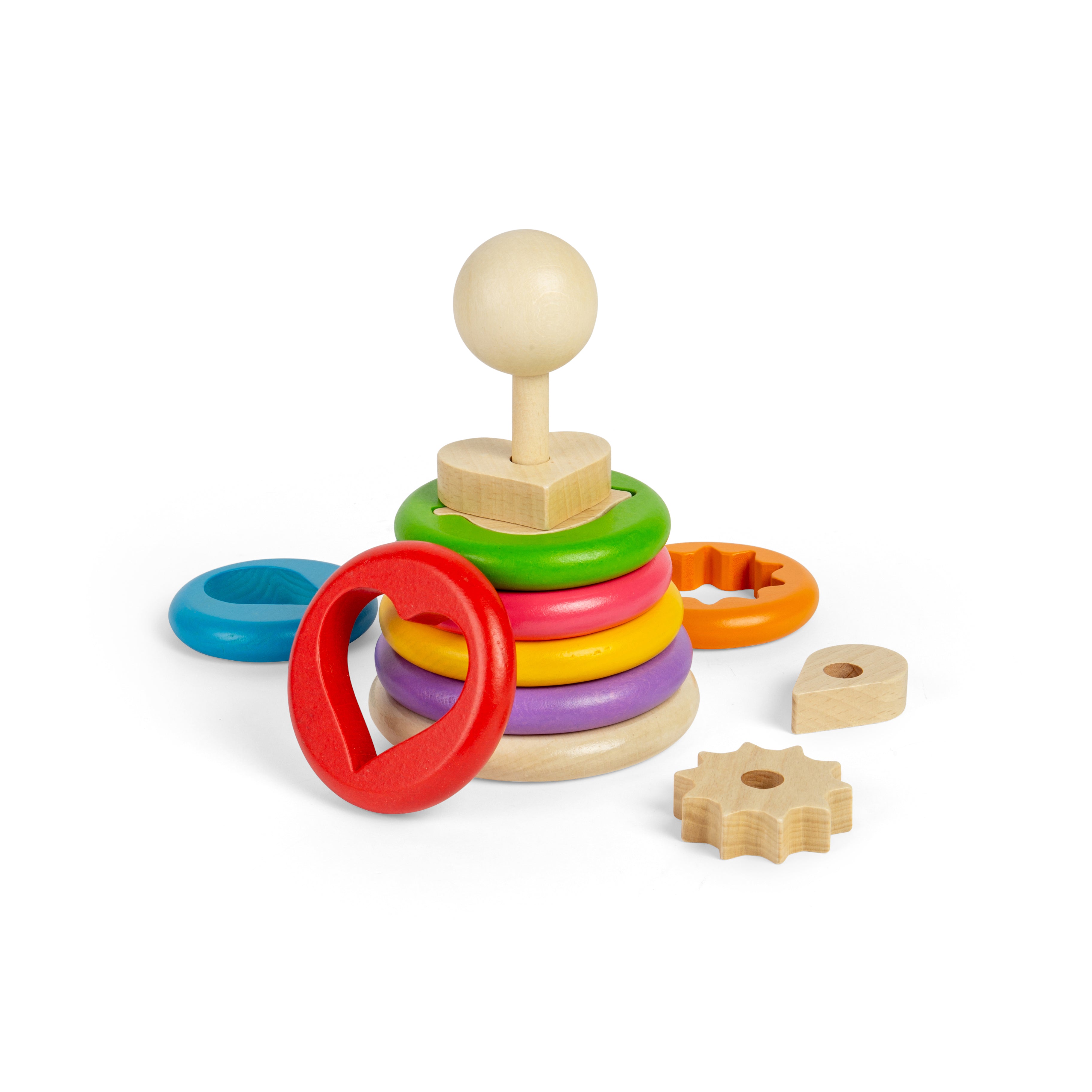 Wooden Shape Stacker Puzzle – Secret Compartment Educational Toy