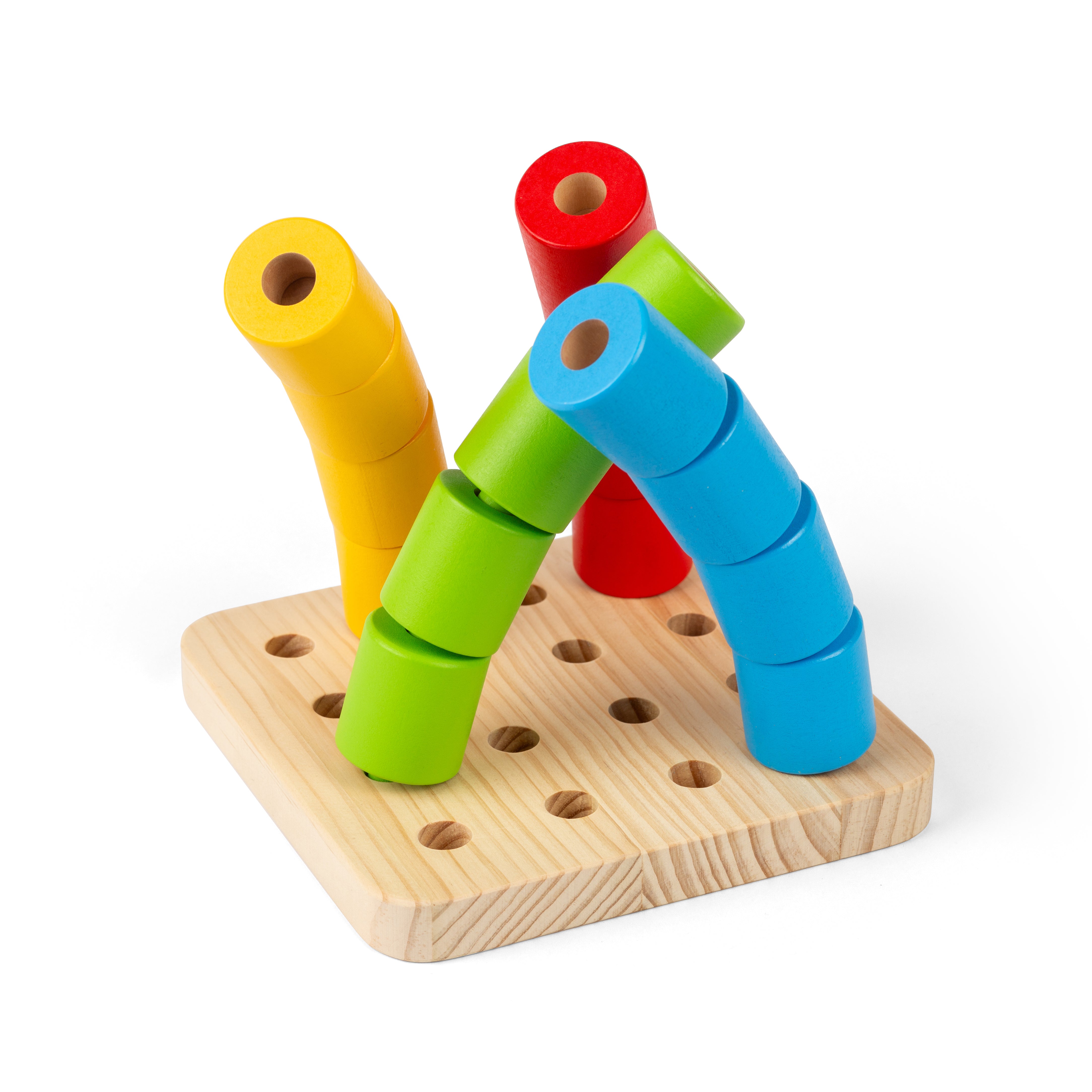 Wobbly Peg Board Wooden Stacking Toy – Hand-Eye Coordination Game