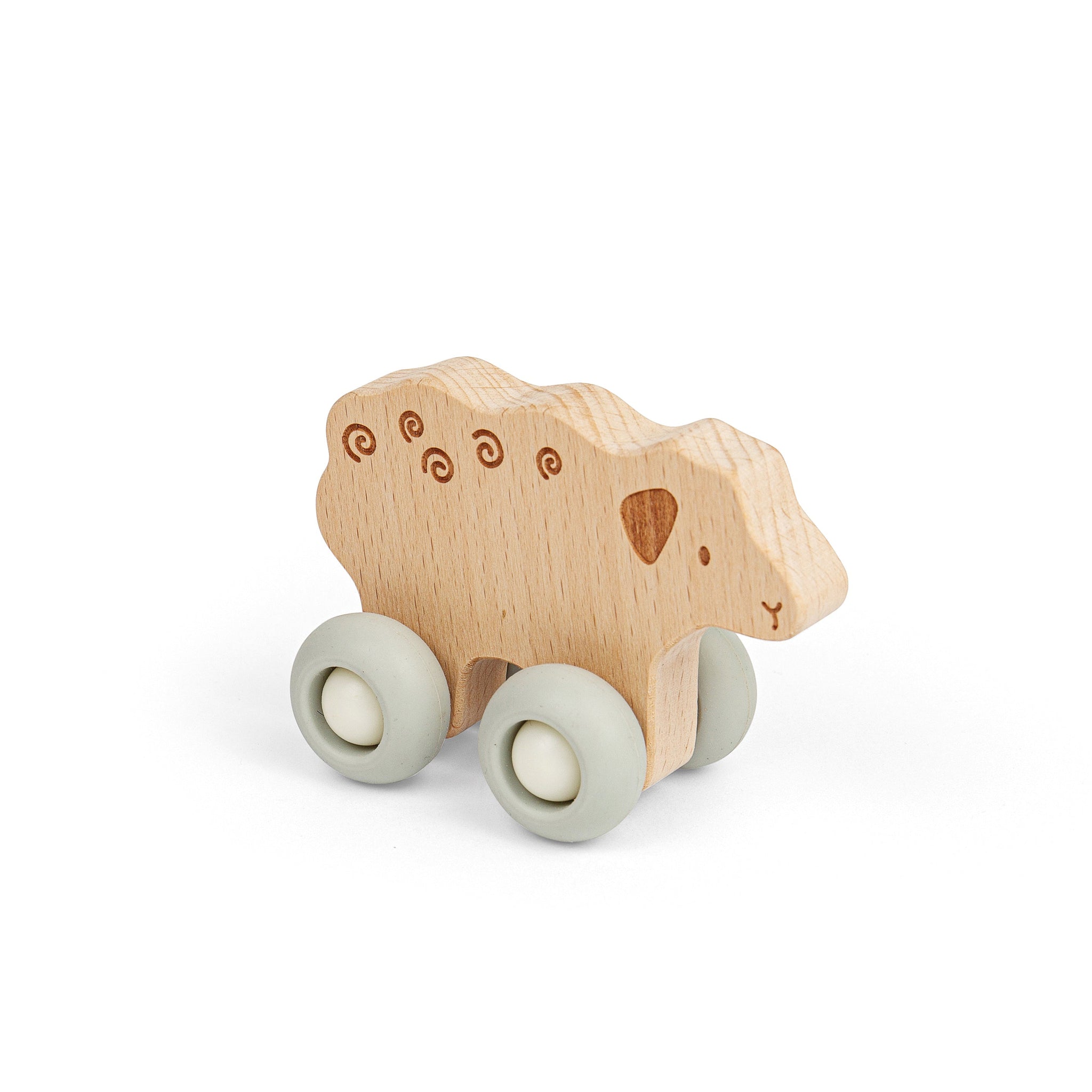 Push-Along Wooden Farm Animal Toy – Sheep on Wheels