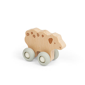 Push-Along Wooden Farm Animal Toy – Sheep on Wheels