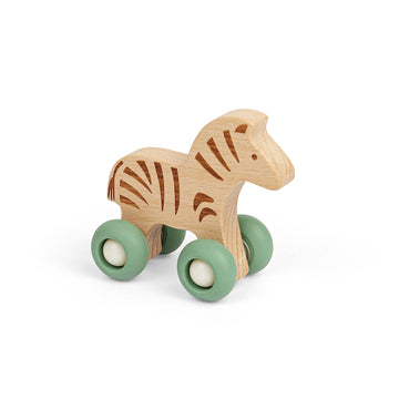Push-Along Wooden Jungle Animal Toy – Zebra on Wheels
