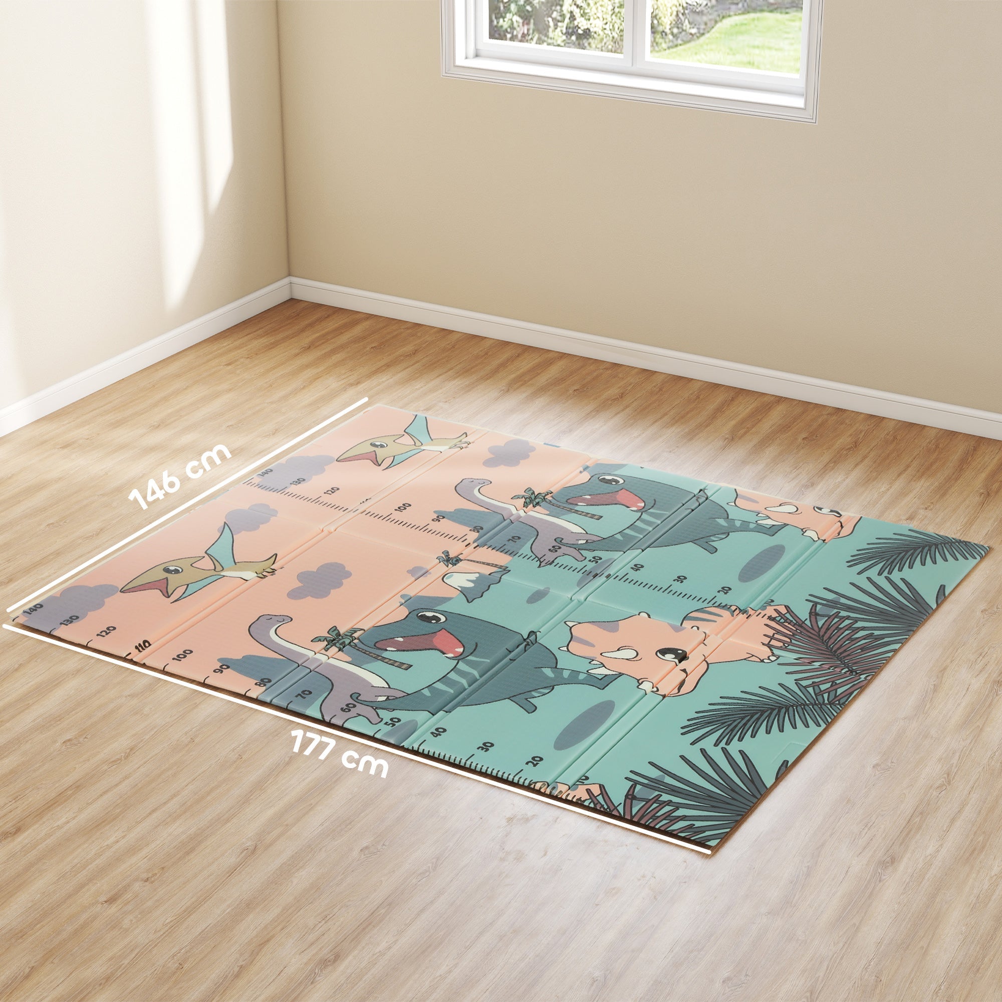Reversible Baby Crawling Mat – Dinosaur Theme, Non-Toxic and Soft
