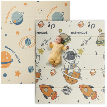 Double-Sided Baby Play Mat – Space Theme with Astronauts and Planets