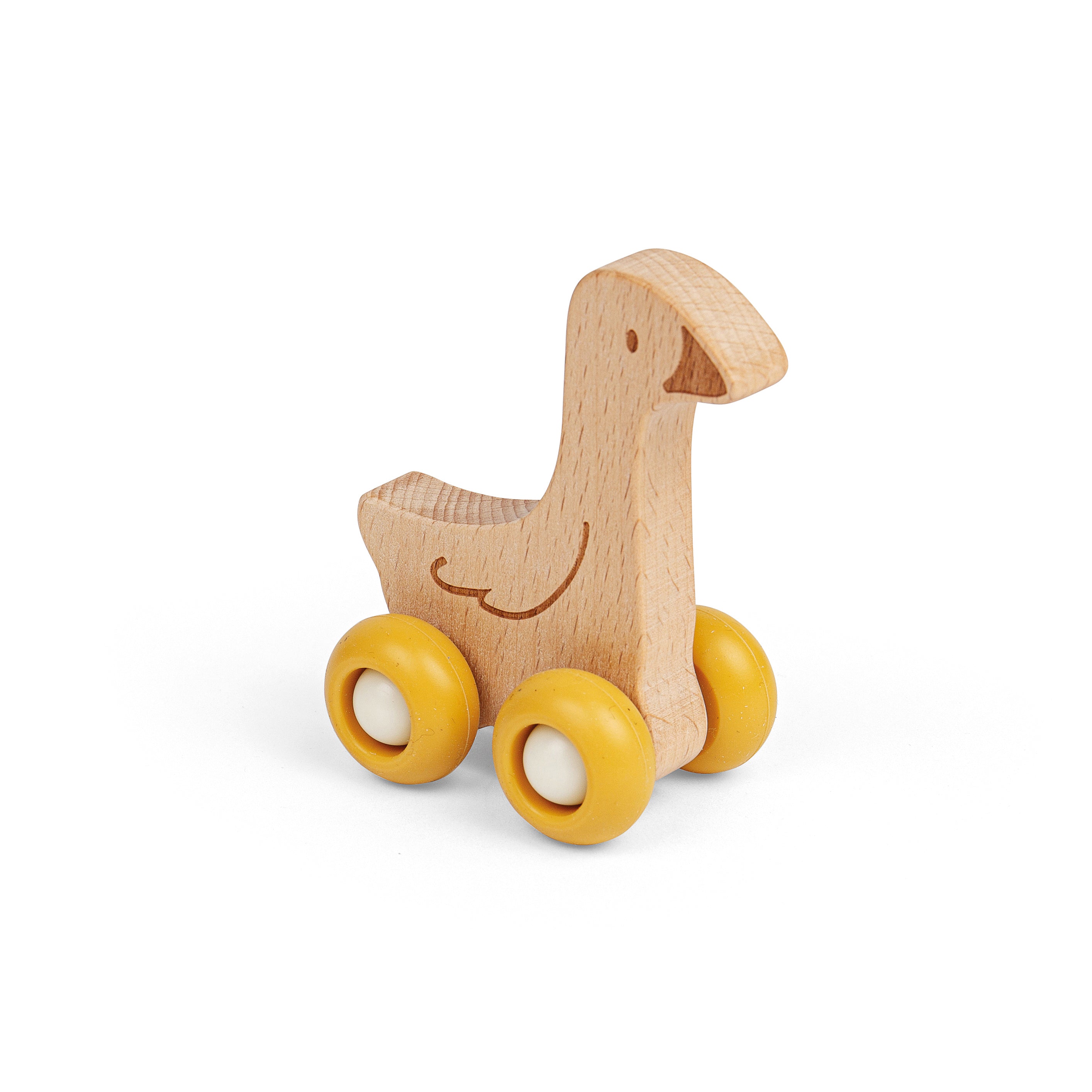 Push-Along Wooden Farm Animal Toy – Goose on Wheels