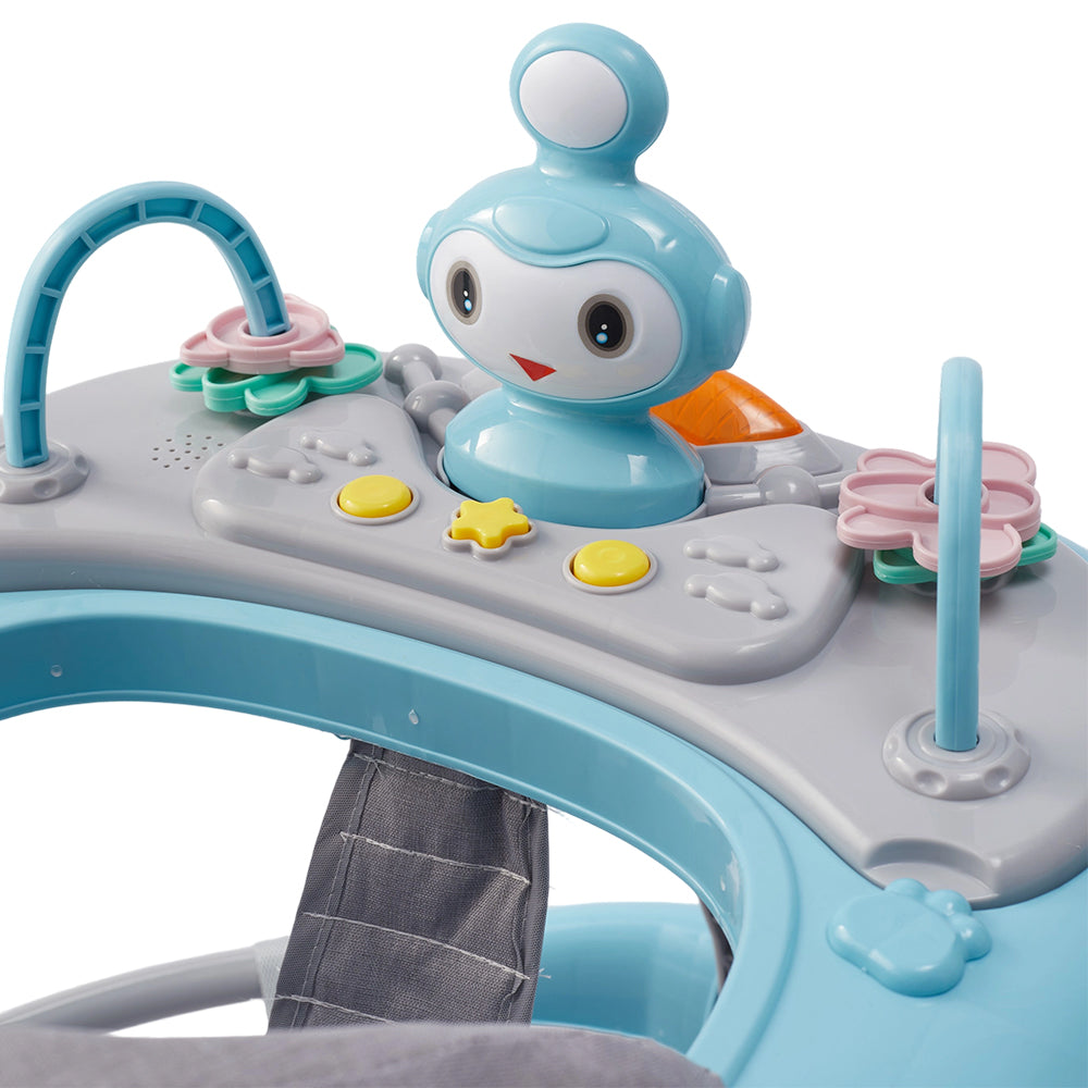 Adjustable Baby Walker with Sunshade – Feeding Tray, Music, Toys & Safety Brakes