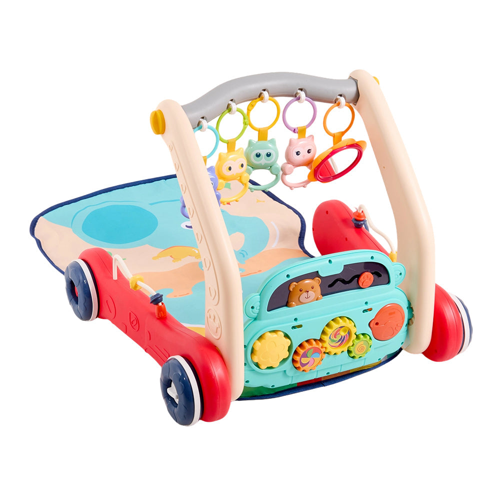 2-in-1 Foldable Baby Walker with Musical Play Mat and Keyboard