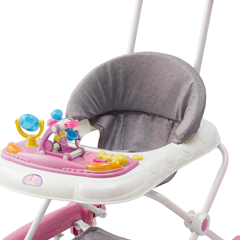 Multifunctional Baby Walker – Foldable Design with Tray, Music, Toys, and Brake Wheels