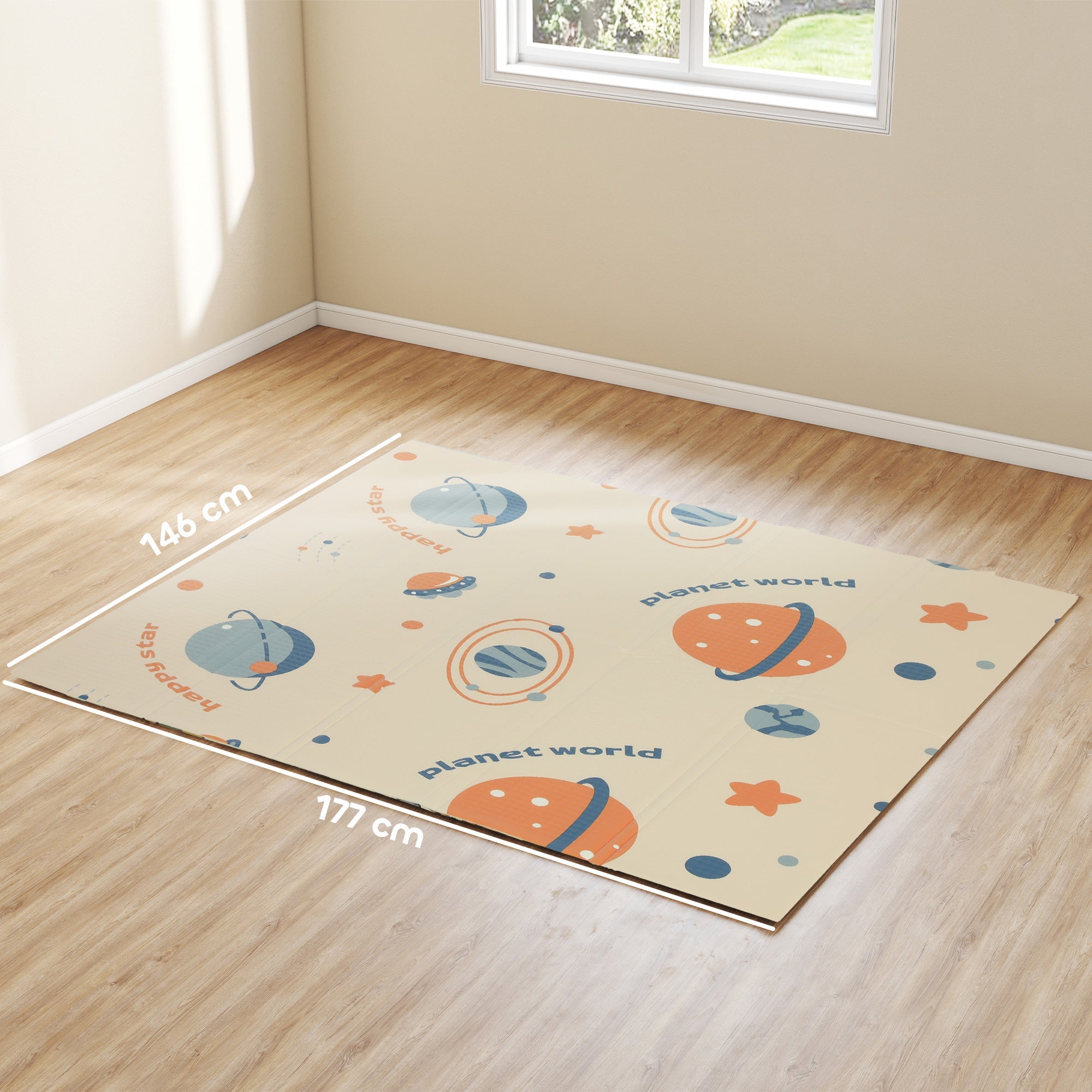 Double-Sided Baby Play Mat – Space Theme with Astronauts and Planets