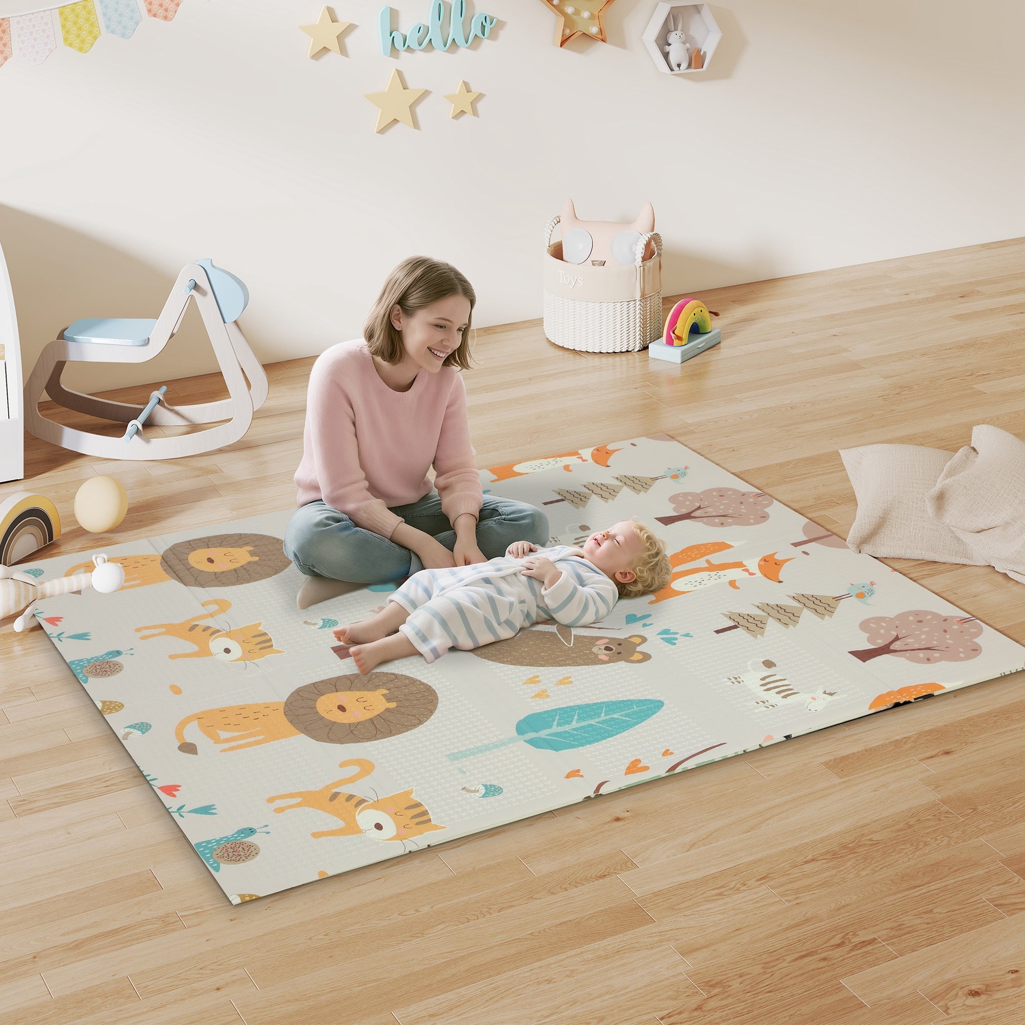 Reversible Baby Crawling Mat – Double-Sided Design, Animal Theme