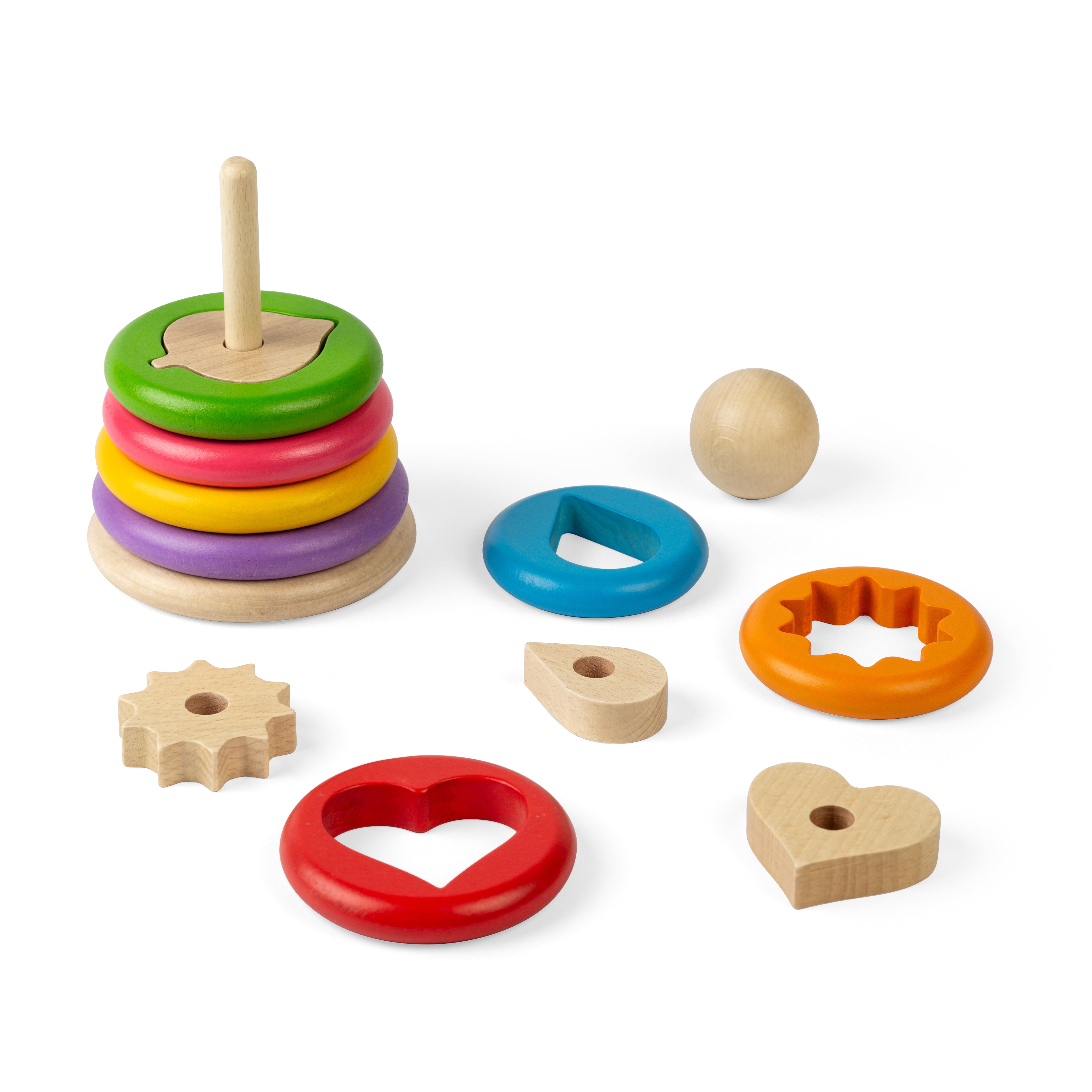 Wooden Shape Stacker Puzzle – Secret Compartment Educational Toy