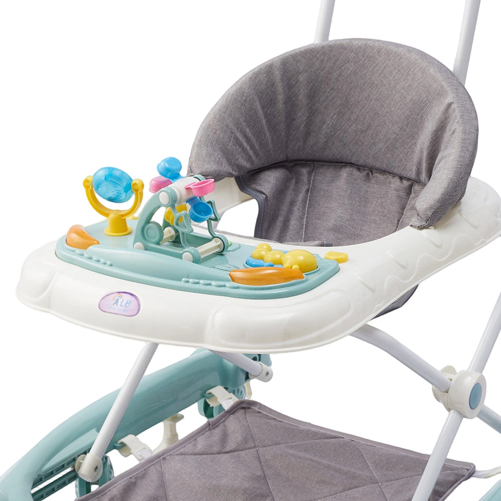 Multifunctional Baby Walker – Foldable Design with Tray, Music, Toys, and Brake Wheels